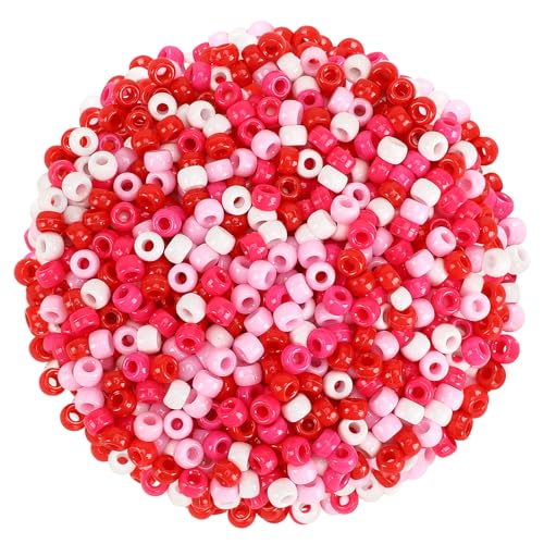 UPINS 1200 Stück Valentinstag-Pony-Perlen für Schmuckherstellung, Armbänder, Basteln, Kunststoff, kleine Abstandshalter, rosa, rot, weiß, Pony-Perlen, DIY-Haarperlen für Halsketten, Armbänder, UPINS 1200 Stück Valentinstag-Pony-Perlen für Schmuckherstellung, Armbänder, Basteln, Kunststoff, kleine Abstandshalter, rosa, rot, weiß, Pony-Perlen, DIY-Haarperlen für Halsketten, Armbänder, von UPINS