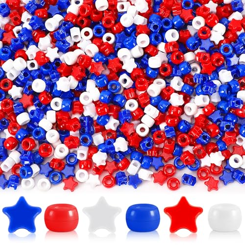 UPINS 1200 Stück rote, weiße und blaue Perlen, 4. Juli, Stern-Pony-Perlen für Schmuckherstellung, unabhängiger Tag, patriotische Perlen, DIY, Halsketten, Armbänder, Haarperlen, Party-Dekorationen UPINS 1200 Stück rote, weiße und blaue Perlen, 4. Juli, Stern-Pony-Perlen für Schmuckherstellung, unabhängiger Tag, patriotische Perlen, DIY, Halsketten, Armbänder, Haarperlen, Party-Dekorationen von UPINS