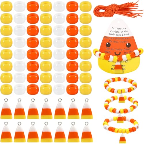 UPINS 30 Sets Halloween Candy Corn, Trinity Bastelset, Pony-Perlen, Süßigkeiten-Mais-Anhänger, religiöses Halloween-Armband, DIY Handwerk für Kinder, Kirche, Aktivität, Sonntag, Schule, Partyzubehör UPINS 30 Sets Halloween Candy Corn, Trinity Bastelset, Pony-Perlen, Süßigkeiten-Mais-Anhänger, religiöses Halloween-Armband, DIY Handwerk für Kinder, Kirche, Aktivität, Sonntag, Schule, Partyzubehör von UPINS
