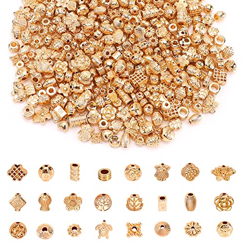 UPINS 300 Stück goldene Abstandshalter Perlen für Schmuck, Armband, Halskette, Basteln, Goldperlen, Metalllegierung, lose Abstandshalter Perlen mit Radom-Stile für DIY UPINS 300 Stück goldene Abstandshalter Perlen für Schmuck, Armband, Halskette, Basteln, Goldperlen, Metalllegierung, lose Abstandshalter Perlen mit Radom-Stile für DIY von UPINS
