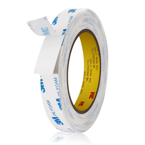 UPINS 3M Doppelseitiges Klebeband, 1 Rollen Doppelseitiges Schaumstoff Klebebänder 1cm*5m Wasserdichtes Starkes Klebeband Schaumstoffband Streifen für Haus Büro Basteln von UPINS