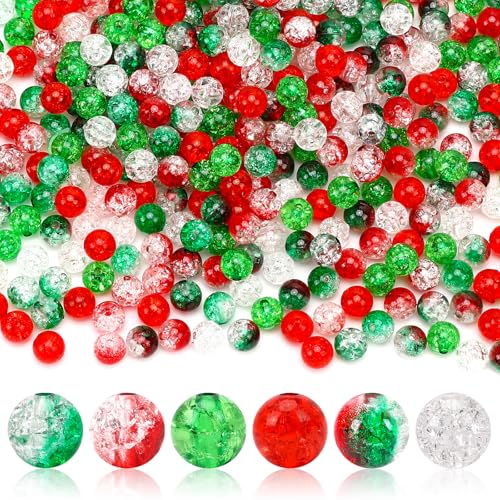 UPINS 500 Stück Knisterperlen für Weihnachten, rot-grüne Craquelé-Perlen, 8 mm, für Schmuckherstellung, Freundschaftsarmbänder, Bastelarbeiten, Weihnachten, Partyzubehör UPINS 500 Stück Knisterperlen für Weihnachten, rot-grüne Craquelé-Perlen, 8 mm, für Schmuckherstellung, Freundschaftsarmbänder, Bastelarbeiten, Weihnachten, Partyzubehör von UPINS