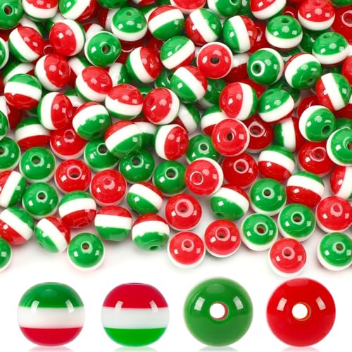 UPINS 500 Stück Kunstharz-Weihnachts-Streifen-Perlen, Weihnachtsdekoration, Halskette, Armbänder, Ohrringe, DIY-Ornament-Set UPINS 500 Stück Kunstharz-Weihnachts-Streifen-Perlen, Weihnachtsdekoration, Halskette, Armbänder, Ohrringe, DIY-Ornament-Set von UPINS