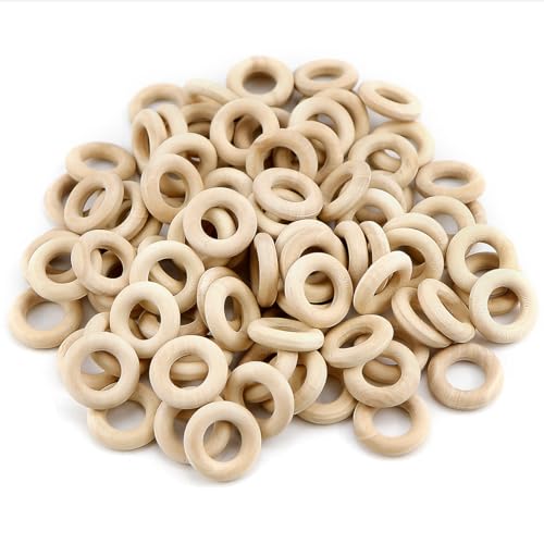 UPIQNG Holzringe, unlackierte Holzringe, Naturholzkreise, runde Holzreifen, Mini-Ringe, DIY-Handwerk, Schmuckherstellung, Zubehör, 200 mm, 200 Stück von UPIQNG