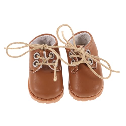 UPKOCH 1 Paar Mini Doll Lederschuhe mini Schuhe Puppenhaus Dekoration Puppenständer Miniaturen Babypuppen Spielpuppenschuhe Puppe dekorative Schuhe Kunstleder Light Brown von UPKOCH