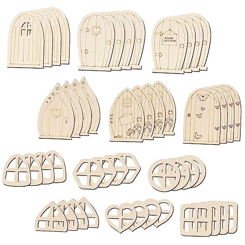 UPKOCH 1 Satz Hölzerne Feen -tür Miniaturen Feenhäuser Für Den Garten Feenhafte Gartentür Unvollendet Winzig Gärten Kreative Feentüren Diy Holzspäne Für Die Tür Feenhaus Khaki 48 Stück von UPKOCH