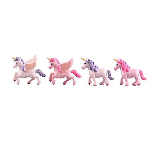 UPKOCH 1 Satz Mikrolandschaftsdekoration Einhorn Figur Tortenaufsatz Fliegendes Pferd Modell Terrariumdekor Fliegendes Pferd Mikro Einhornkuchendekorationen Harz 4 Stück von UPKOCH