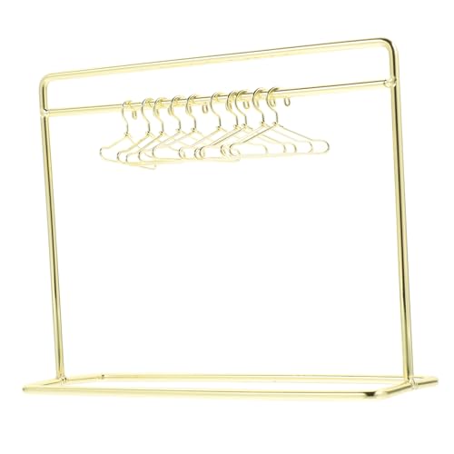 UPKOCH 1 Set Mini Kleiderbügel Für Puppen Gold Kleiderbügel Zubehör Outfit Rack Puppe Kleiderstange Kindergarderobe Puppenbügelständer Babypuppen Puppenständer Set von UPKOCH