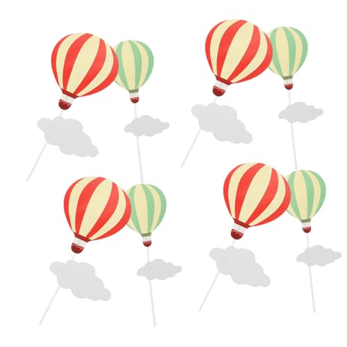 UPKOCH 10 Paare Kuchendekoration Heißluftballon-Kuchen dekorieren Luftballons Papierbecher Kuchendeckel Lutscher-Cupcake-Topper-Sticks Hochzeit schmücken Dekorationen Pappbecher Baby von UPKOCH