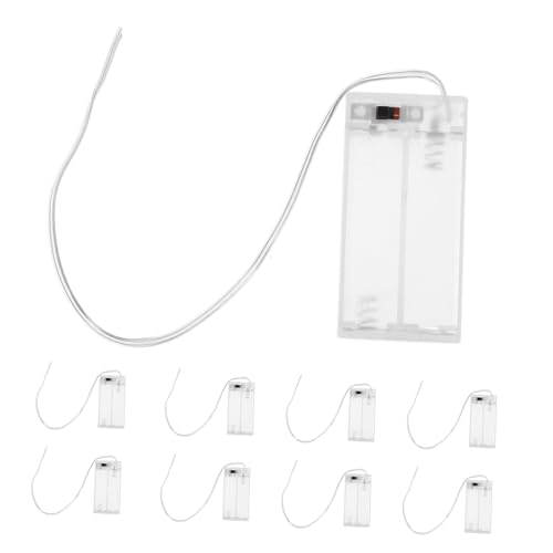 UPKOCH 10 Stück Aa Batteriehalter Kunststoff Transparent mit Kabel und Schalter Ersatz Batteriefach für Lichterketten Wetterfestes Batteriekasten Zubehör für LED Dekolichter von UPKOCH