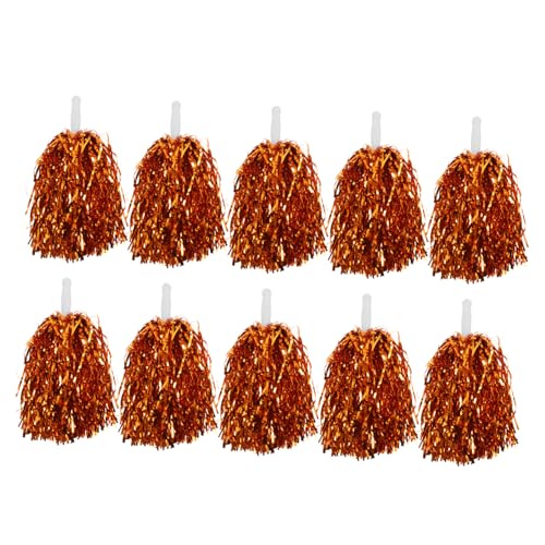 UPKOCH 10 Stück Cheerleading-Pompons Kader Prost jubeln poms hand blumen Name mit Hostess Cheerleader-Zubehör tägliche Sport-Requisiten Leistungsqualitäten PET、ABS Golden von UPKOCH