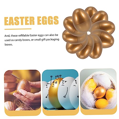 UPKOCH 10 Stück Teiliges Befüllbare Plastik Ostereier Goldfarbene Eier zum Befüllen für Osterparty Dekorationen und Süßigkeitenboxen Wiederverwendbar für Tisch und Gartendeko UPKOCH 10 Stück Teiliges Befüllbare Plastik Ostereier Goldfarbene Eier zum Befüllen für Osterparty Dekorationen und Süßigkeitenboxen Wiederverwendbar für Tisch und Gartendeko von UPKOCH