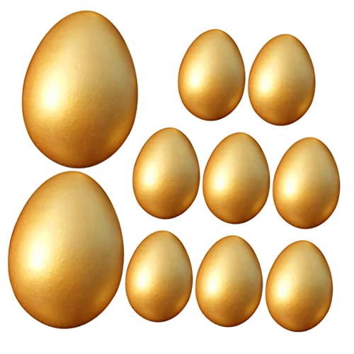 UPKOCH 10 Stück Teiliges Holz Osterdeko Goldene Eier DIY Dekoration Osterfest Geschenke Wohnaccessoires für Tisch Fenster Regal Kreative Frühlingsdekoration von UPKOCH