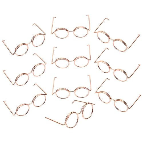 UPKOCH 10St Puppenbrille Spielzeugbrillen für Puppen Zubehör Sonnenbrille Masse für puppenkleidung doll Accessories Miniatur-Brillen-Requisiten lustige Brillendekore Metall Rose Gold von UPKOCH