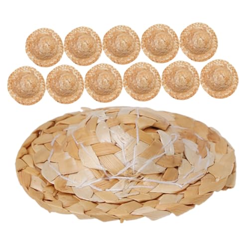 UPKOCH 12 Stück Teiliges Handgefertigte Mini Strohhüte Kleine Handgewebte Puppenhüte Langlebig Vielseitig für DIY Bastelprojekte Puppenhausdekorationen Partyaccessoires von UPKOCH