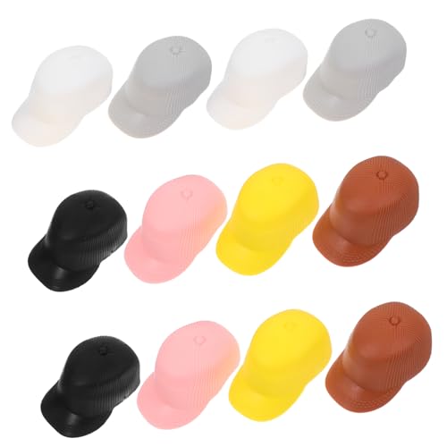 UPKOCH 12 Stück Teiliges Miniatur Puppenhut Bunte Kunststoff Schirmmützen für Babypuppen Langlebige DIY Dekoration Glatte Kanten für Puppenhäuser und Bastelprojekte von UPKOCH