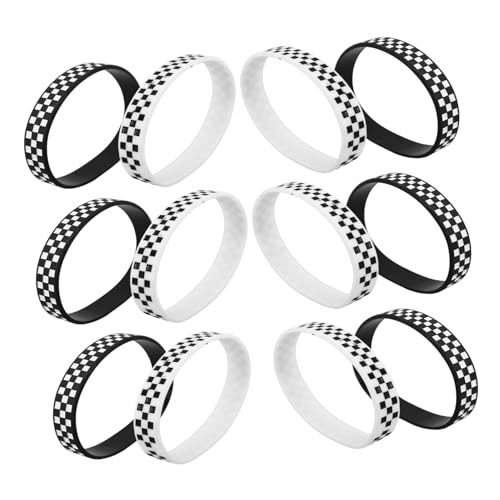 UPKOCH 12stücke Silikonarmband Schwarz Weiß Kariert Für Rennveranstaltungen Themenparty Partygeschenke Sport Events Rennarmband Plaid Design Partydeko Accessoires von UPKOCH
