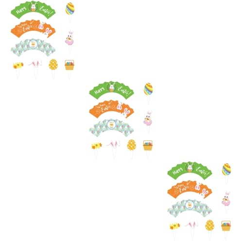 UPKOCH 144 Stk osterkuchen topper Eier dekorieren Cupcake-Dekoration Packpapier osterkuchenverpackung Kuchenverpackung und Topper Hase Zylinder Karte einführen schmücken Baby Pappbecher von UPKOCH
