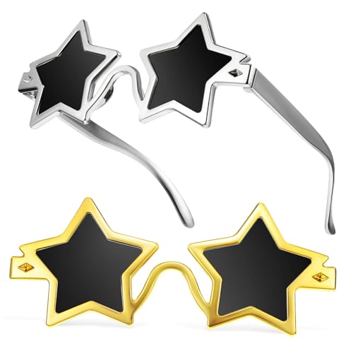 UPKOCH 2 Paare Sonnenbrille Lustige Partybrillen für Erwachsene Dekorative Leichte PVC Brillen in Gold und Silber Stylische Foto Requisiten für Familienfeste und Kostümpartys von UPKOCH