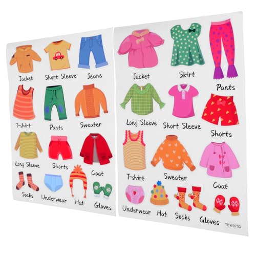 UPKOCH 2 Sätze Kreative Selbstklebende Kleidungsetiketten für Aufkleber mit Text und Bild zur Einfachen Kleiderschrank und Kommodenorganisation für Jungen und Mädchen Erleichtert UPKOCH 2 Sätze Kreative Selbstklebende Kleidungsetiketten für Aufkleber mit Text und Bild zur Einfachen Kleiderschrank und Kommodenorganisation für Jungen und Mädchen Erleichtert von UPKOCH