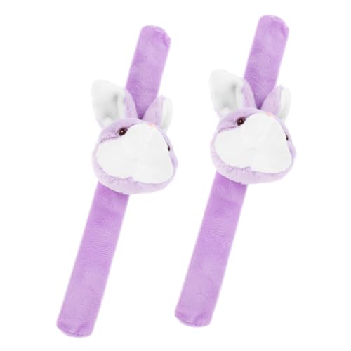 UPKOCH 2 Stück Kaninchenarmband Plüsch-slap-armband Ohrfeigenarmbänder Zur Dekoration Slap-bands Mit Tiermotiven Stofftier-armband Partygeschenk Party-slap-armbänder Pp Baumwolle Violett von UPKOCH