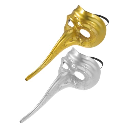 UPKOCH 2 Stück Lange Nasenmaske goldene maske Halloween-Maske Einzigartige Maske Maskerademaske für Männer Große Nasenmaske Träger Party- Maskerademaske für Mädchen Plastik von UPKOCH