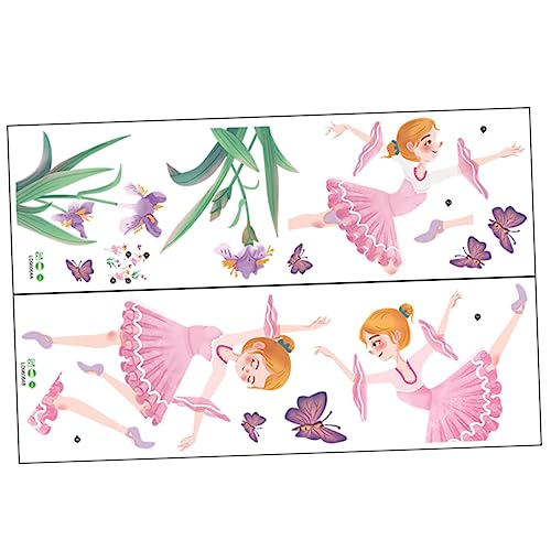 UPKOCH 2 Stück Wandaufkleber Mädchen mit Tanzender Figur und Blumenmotiven Selbstklebende Wanddekoration für Kinderzimmer Spielzimmer und Wohnräume von UPKOCH