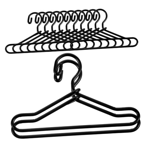 UPKOCH 20 Stück Puppen Kleidung für puppenkleidung doll Accessories Miniaturzubehör Kleiderbügel DIY-Puppenhaus-Bausatz Mini-Aufhänger-Ornamente Metallpuppenbügel Legierung Black von UPKOCH