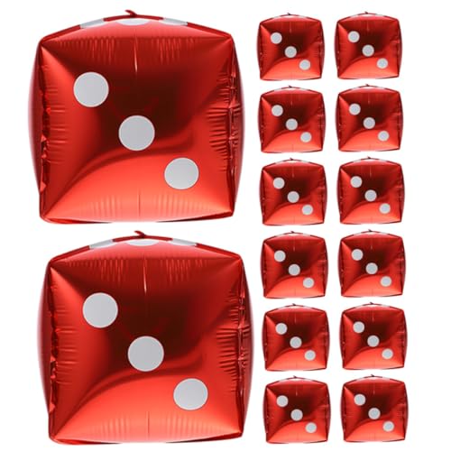 UPKOCH 20 Stück Themenballons Partyballons Würfel Ballon Folienwürfelballons Würfeldekor Dekoration kreative Folienballons Luftballons zum Geburtstag Ballondekor Aluminiumfolie rot von UPKOCH
