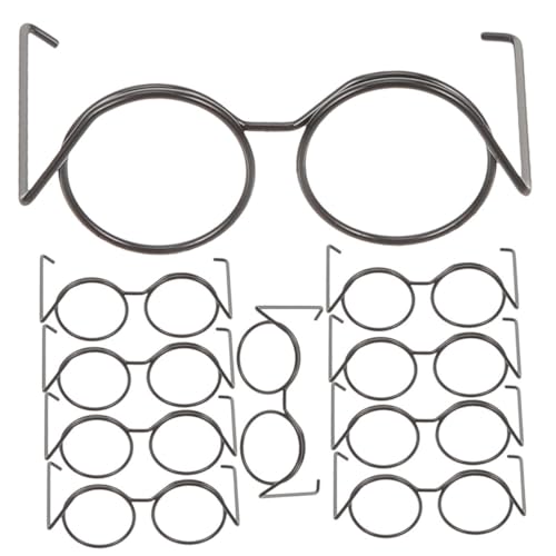 UPKOCH 20St Puppe Mini-Brille aus Metall Puppenbrillen Miniatur Mädchen dekorative Glasdekore klein leuchtbrillen Puppen Kleidung Puppe Puppengläser zum Basteln Black von UPKOCH