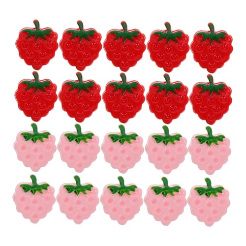 UPKOCH 20stücke Mini Flatback Erdbeer-Kekse Charms Für -projekte Und Bastelbedarf Süße Erdbeer-Kekse Zubehör Für Scrapbooking Und Handyhüllen Obst-Dessert-Verzierungen von UPKOCH