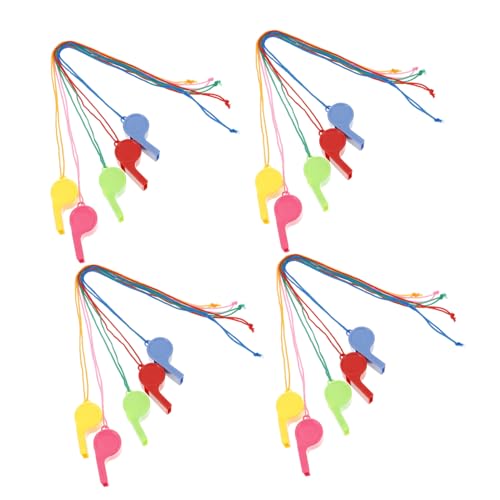UPKOCH 24 Stück Teiliges Bunte Trillerpfeifen für Leichte Kunststoffpfeifen mit Lanyard für Sport und Spiele für Trainer Schiedsrichter und Outdoor Aktivitäten Zufällige Zufällige Farbe von UPKOCH