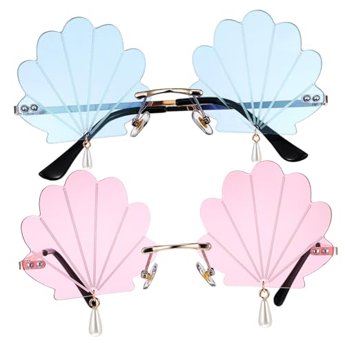 UPKOCH 2stücke Muscheln Sonnenbrille Für Frauen Leichte Und Bequeme Rave Brille Stilvolle Party Sonnenbrille Für Festivals Und Disco Für Verschiedene Gesichtsformen von UPKOCH