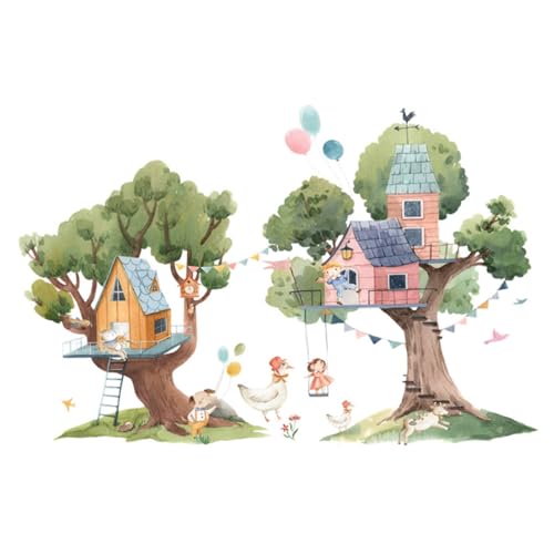UPKOCH 2stücke Wandtattoo Cartoon Tiere Für Kinderzimmer Kreative Wandsticker Mit Bäumen Und Häusern Für Langlebige Wohnraumgestaltung Für Wohnzimmer Und Schlafzimmer von UPKOCH