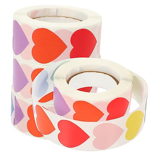 UPKOCH 3 Rollen Herzaufkleber Selbstklebende Etiketten Farben Beschriftbare Herz Sticker für Dekoration und Organisation und Leicht zu Verwenden von UPKOCH
