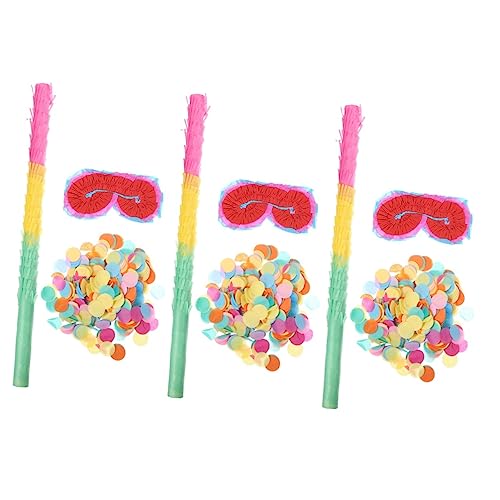 UPKOCH 3 Sätze Pinata-Zubehör mexikanisches Kleid für Kinder Donut-Spielzeug Stöcke aufheben Augenbinden für Kinder Piñata-Stick aus Papier Partybrille Konfetti der Stock von UPKOCH