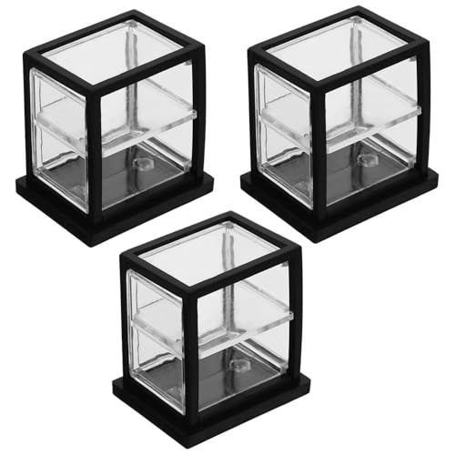 UPKOCH 3 Teilige Puppenhaus Vitrine Miniaturen Dekorationsset Vitrine Puppenspind Puppenhaus Miniatur Kuchenschrank Dekorationen Puppenständer Cupcake Dosen Teppich von UPKOCH
