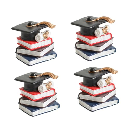 UPKOCH 4 Stück Buch Ornamente Aus Kunstharz Tortenaufsätze Zum Schulabschluss Cupcake Dekoration Tortenständer Stapel Abschlussfeier Cupcake Picker Kuchendekorationsständer von UPKOCH