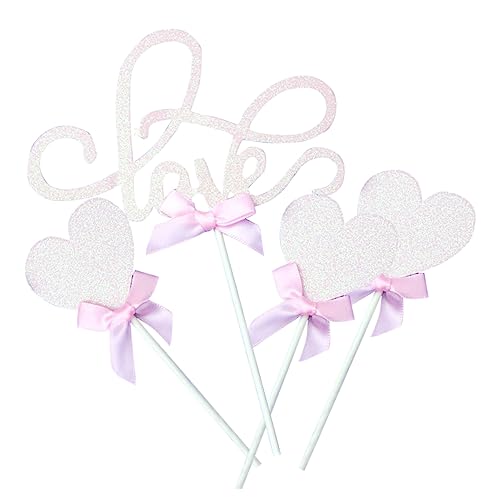 UPKOCH 4 Stücke Liebe Herz Kuchen Topper Glitter Picks Kuchen Dekorationen Für Geburtstag Hochzeit Decor von UPKOCH