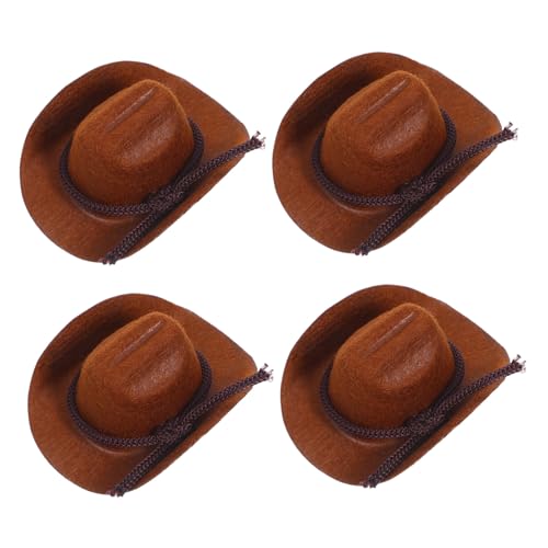 UPKOCH 4 Stück Miniatur-Western-puppenhüte, Beflockt, Niedliche Mini-cowboyhüte Zum Basteln, Für DIY-projekte, Puppenhauszubehör, Flaschenhüllen, Partydekorationen, von UPKOCH