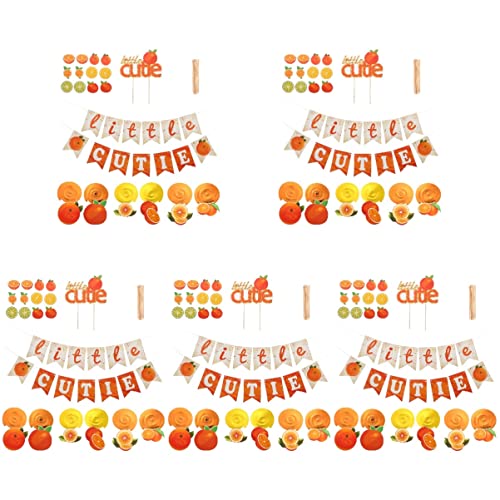 UPKOCH 5 Sätze kleine orange Karte Partyzubehör Dekorationen zum 1. Geburtstag Ornament orangefarbenes Banner Geburtstagsparty-Dekoration Spiral- schmücken Kuchen Baby von UPKOCH