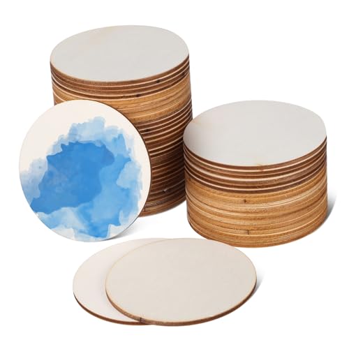 UPKOCH 50 Stück dekorative Holzspäne Runden Kreise klein Dekoration Dekorative Holzscheiben Rustikale Holzscheiben Leere Holzuntersetzer rundes Holzschild Holz Kreis Pappel Beige von UPKOCH
