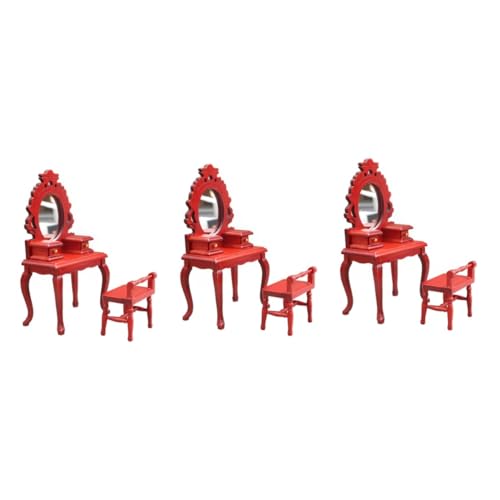 UPKOCH 6 STK Vintage Kommode Hocker Mini-Kommode aus Holz Miniaturmöbel aus Holz Schminktisch Kinderkommode Modelle Mini-Stühle Zubehör hölzern Möbelset rot von UPKOCH