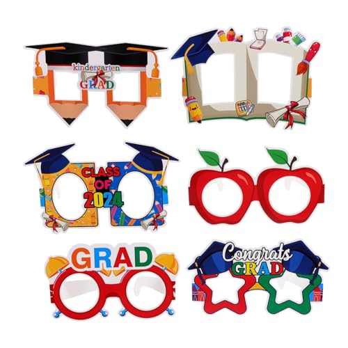 UPKOCH 6 Stück Teiliges Papierbrillen für Kindergarten Abschlussfeiern Lustige Foto Props für Graduierungsfeiern Leicht und Bequem für Partys und Familienfeiern von UPKOCH