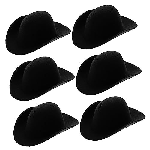 UPKOCH 6st Kleine Hüte Zum Basteln Mini-cowboystiefel -Cowboy-Hut Kleine Cowboyhüte Puppe Cowboyhut Cowgirlhüte Frauen Cowgirl-Hut Rosafarbener Cowgirlhut Puppenhüte Stoff Black von UPKOCH