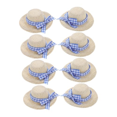 UPKOCH 8 Stück Mini -Puppengestricke Strohhut Puppen Accessoires Puppenaccessoire Puppenhut Foto Requisite Puppenfotoprops Mini-Hut Mini-Hüte Kleiner Hut Minihüte für Stroh Weben Beige von UPKOCH