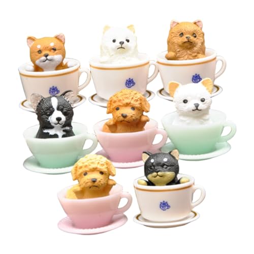 UPKOCH 8 Stück Teiliges Miniatur Katzen Hundefiguren Realistische PVC Tierornamente Detailgetreu Gestaltet für Puppenhaus Tortendeko Mikro-Landschaft und Sammlungen von UPKOCH