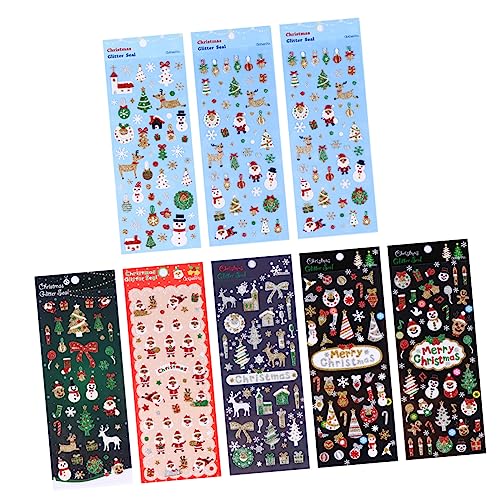 UPKOCH 8stücke Teiliges Glänzende Weihnachtsaufkleber Für Mädchen Hand Account Sticker Mit Weihnachtsmann Schneeflocken Deko Für Bastelprojekte Und Festliche Anlässe von UPKOCH