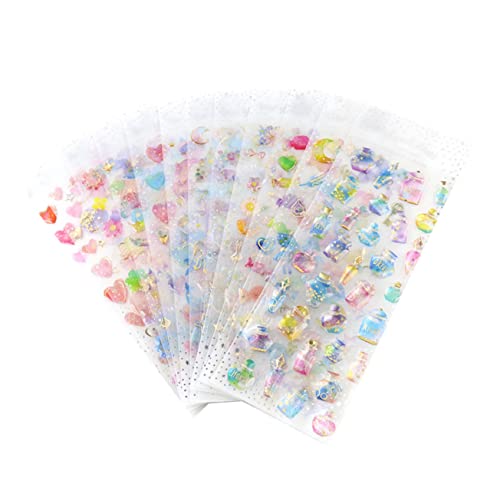 UPKOCH 9stücke Teiliges Von Transparenten DIY Aufklebern Wasserfeste Stereo Sticker Für Scrapbooking Handwerksprojekte Und Handy-Dekorationen Mixed Style von UPKOCH