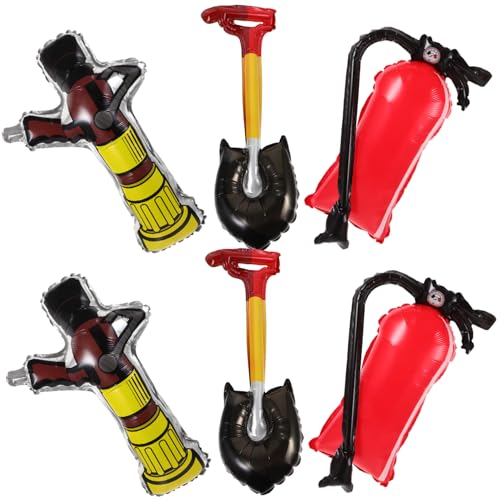 UPKOCH Aufblasbares Feuerwehr Deko aus Teiligem Aluminiumfolie Ballons mit Feuerlöscher und Feuerwehrspaten Motiv Robust Leicht Tragbar für Feuerwehr Party Kindergeburtstag und Foto von UPKOCH